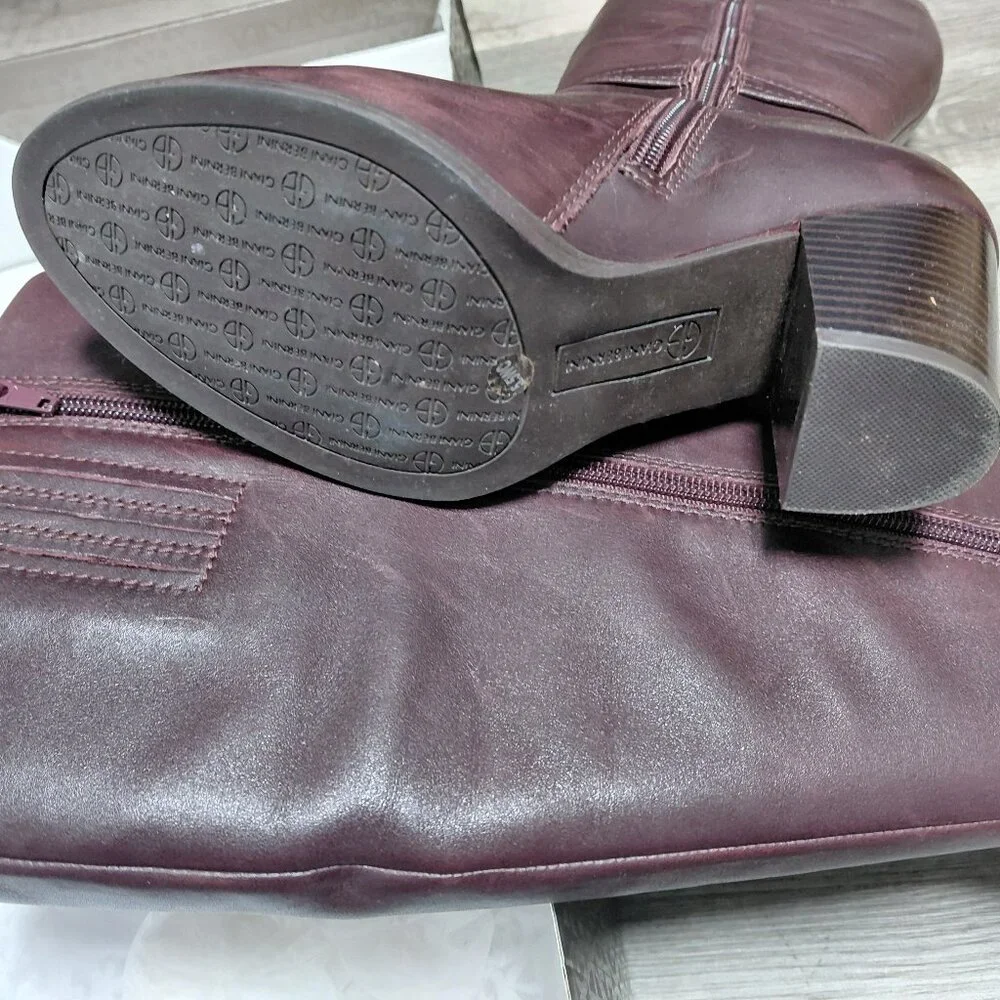 Giani Bernini Memory Foam Burgundy Women Knee High Block Heel Boot